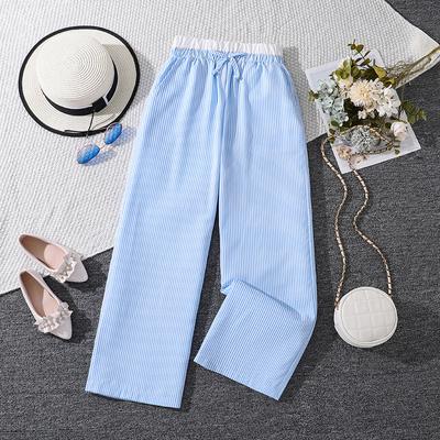 Girls Clothing 8-12 Years Old Girl Popular Casual Striped Trousers Wide Leg Pants for Children