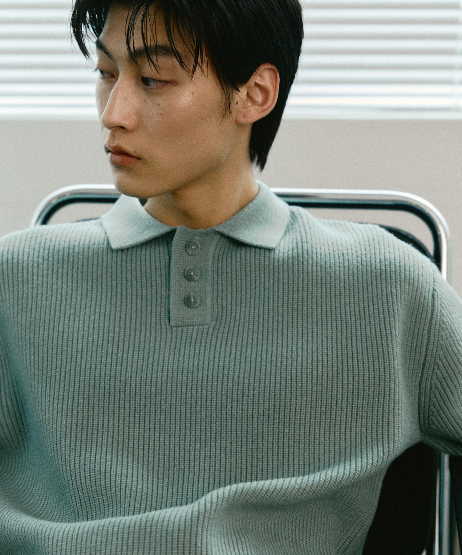 Le Dept Cashmere Blending Hacci Button Collar Knit [Mint] M