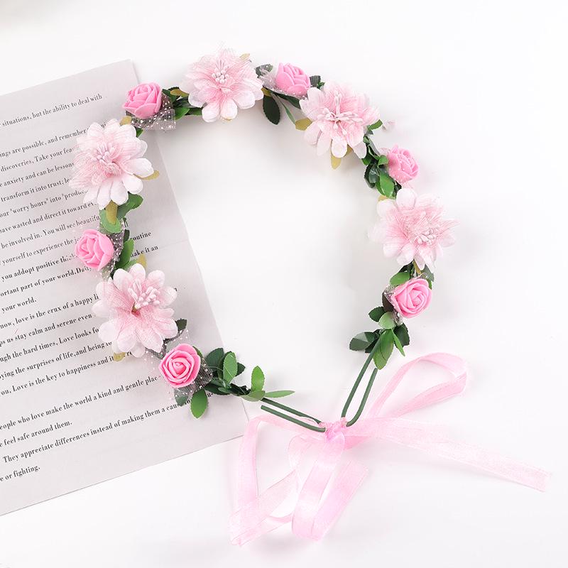 Rose Flower Wreath Headdress for Travel, Vacation, Bride & Bridesmaid