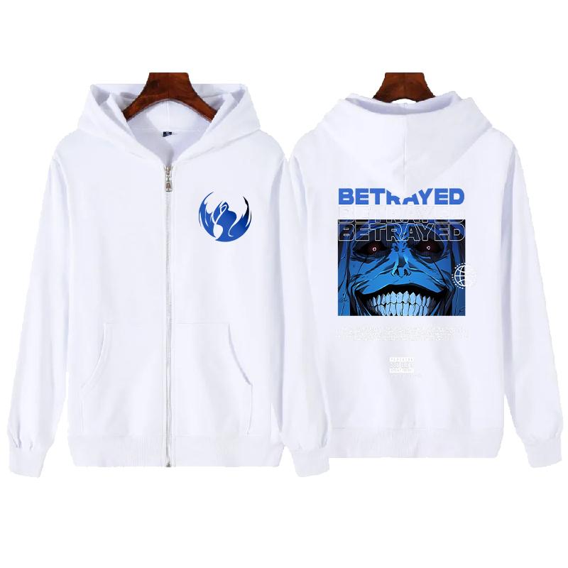 

Anime Solo Leveling Sung Jin-Woo Cool Printed Hooded Men Women Manga Zip Up Hoodies Oversized Sweatshirt Harajuku Zipper Jacket S білий