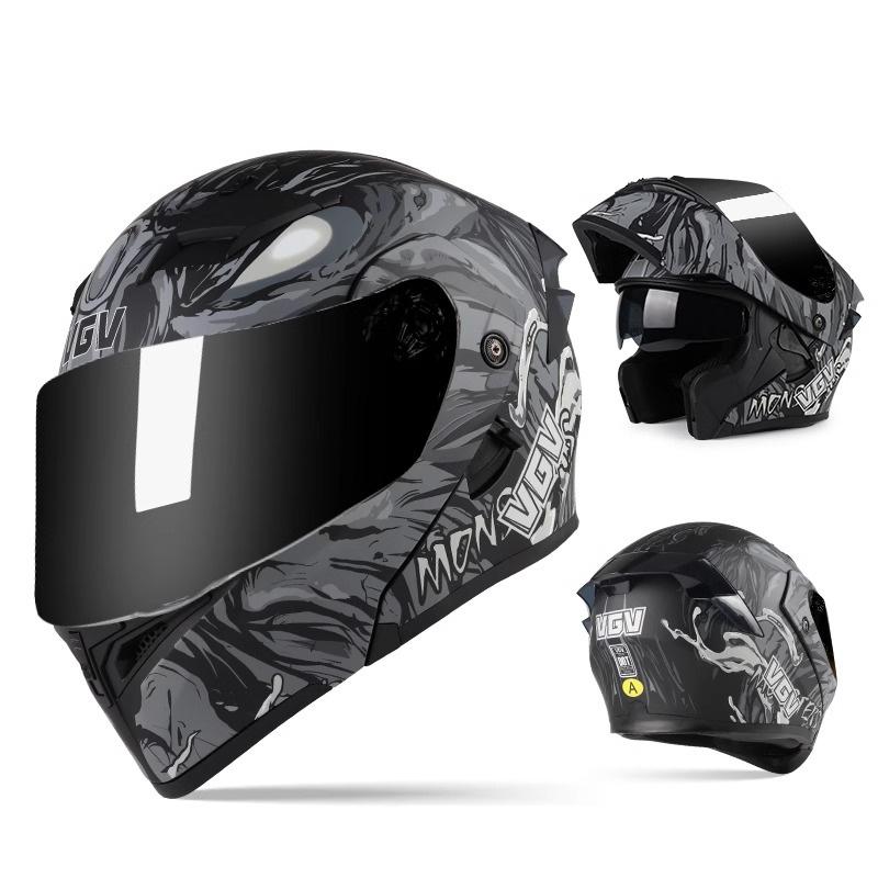 VGV Double Lens flip up helmet Openable motorcycle helmet Various Tinted Lens Sun protection glare and UV rays Modular cycling