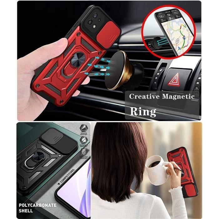 Coque de Protection - PROSHOP - pour Samsung A22 5G - Antichoc - Anti-Rayure - Rouge- 2 Verres Trempés