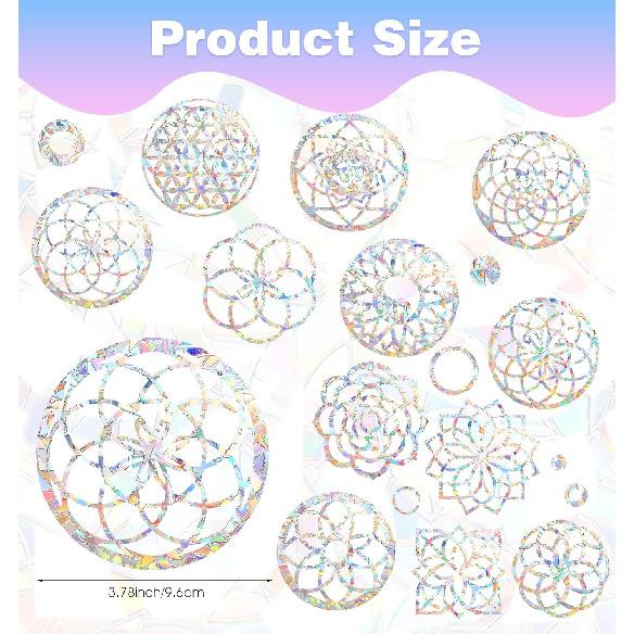 Rainbow Window Stickers, 18 Pcs Prism Window Cling for Windows Bird Deterrent, Sun Catcher Sticker (2 Sheets)
