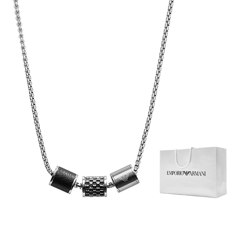 

Emporio Armani Three Pearl Waist Hip Hop Necklace Men necklace Silver Black EGS2383020 Basic Packaging-Box