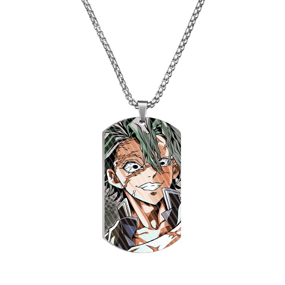 Demon Slayer Kimetsu No Yaiba Tanjiro Nezuko Stainless Steel Color Printed Dog Tag Necklace Anime Cosplay Accessory Gift For