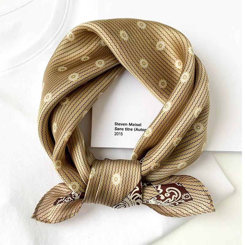 100% Pure Silk Square Scarf Women Lightweight Neck Wrap Floral Print 53x53cm