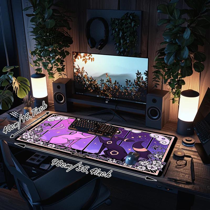 1Pc Fantasy Creatures Moonlit Dreamscape Gaming Mouse Pad Keyboard Desk Mat Non-slip Rubber Lock Edge Waterproof Computer Mousepad for Office Home Dec