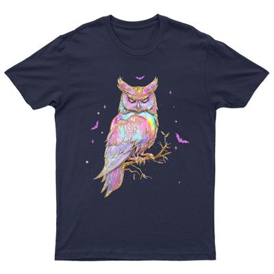 Mystical Rainbow Owl Fantasy T-Shirt Unisex Gift Retro Funny Nature Pet Lover
