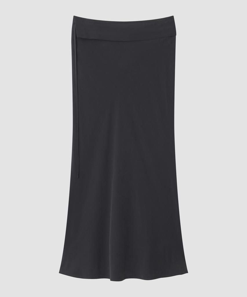 Deolil Folded Long Skirt_Charcoal