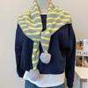 Women S Warm Knit Triangle Scarf With Pom Pom Korean Style Versatile Fashion Scarf
