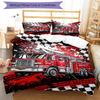 3pcs fire truck Bedding Set Duvet Cover Closure Includes 1 Duvet Cover & 2 Pillowcases, Soft and Comfortable for All Seasons.