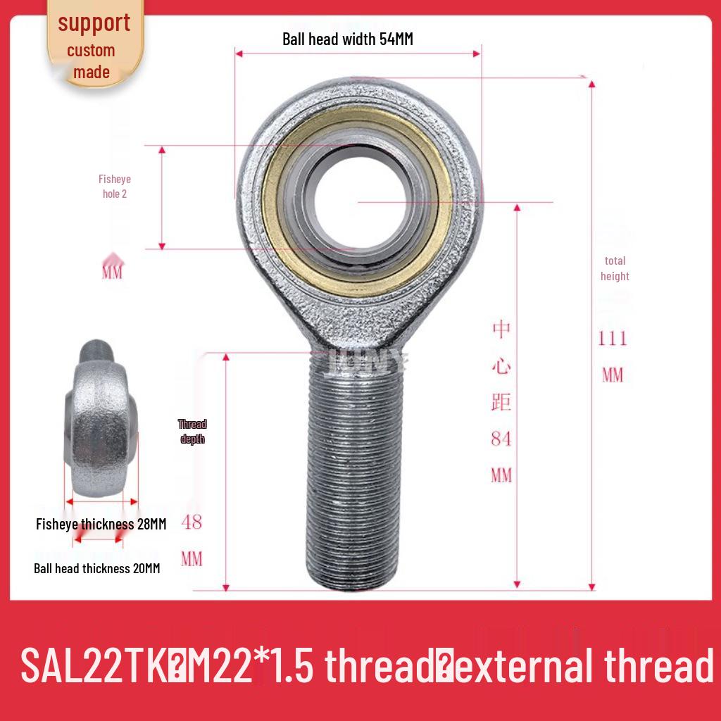 Spherical Plain Bearings: Universal Joint Ball Joint Rod End, Internal SI, External SA, Sizes 5-40