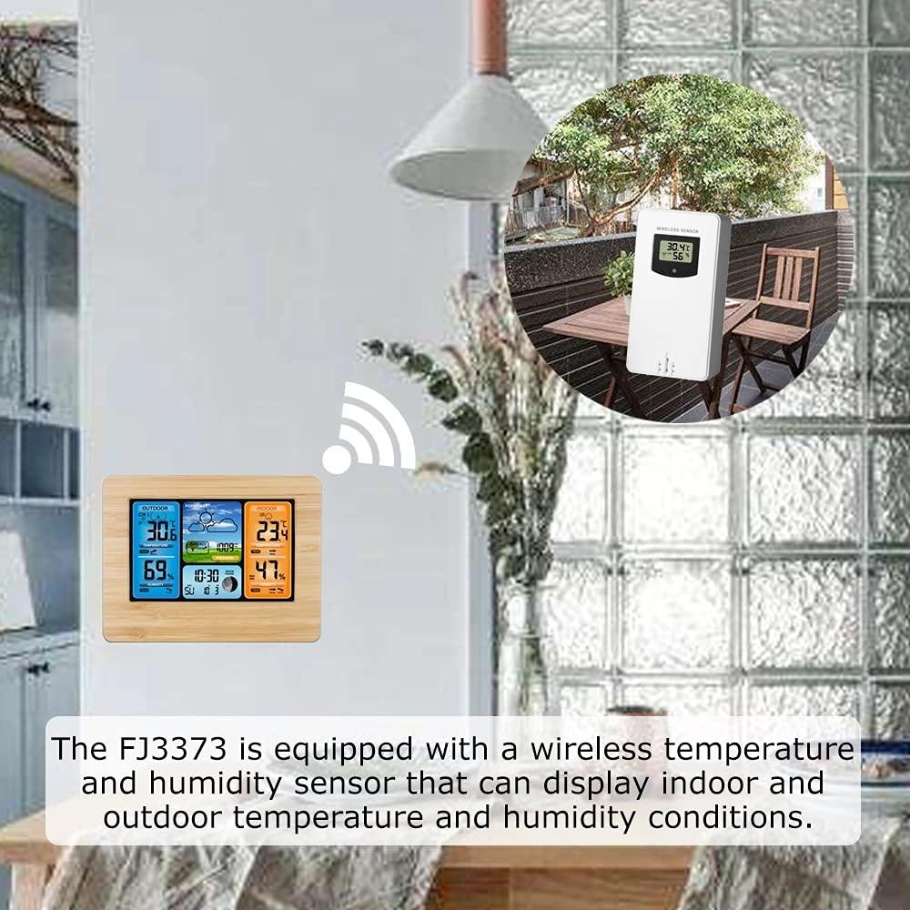 Bezdrátová meteorologická stanice 2024 s barevným displejem Digitální teploměr Domácí budík s barometrem teploty a vlhkosti Alarm Moon Phrase
