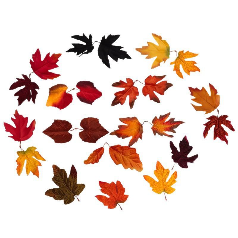 Artificial Maple Leaves Halloween Christmas Decorations Plastic Silk Fabric Faux Fall Party Table Centerpiece