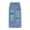 New MLB New York Yankees Denim Long Skirts Women's Light Blue 3FDSG0251-50BLL