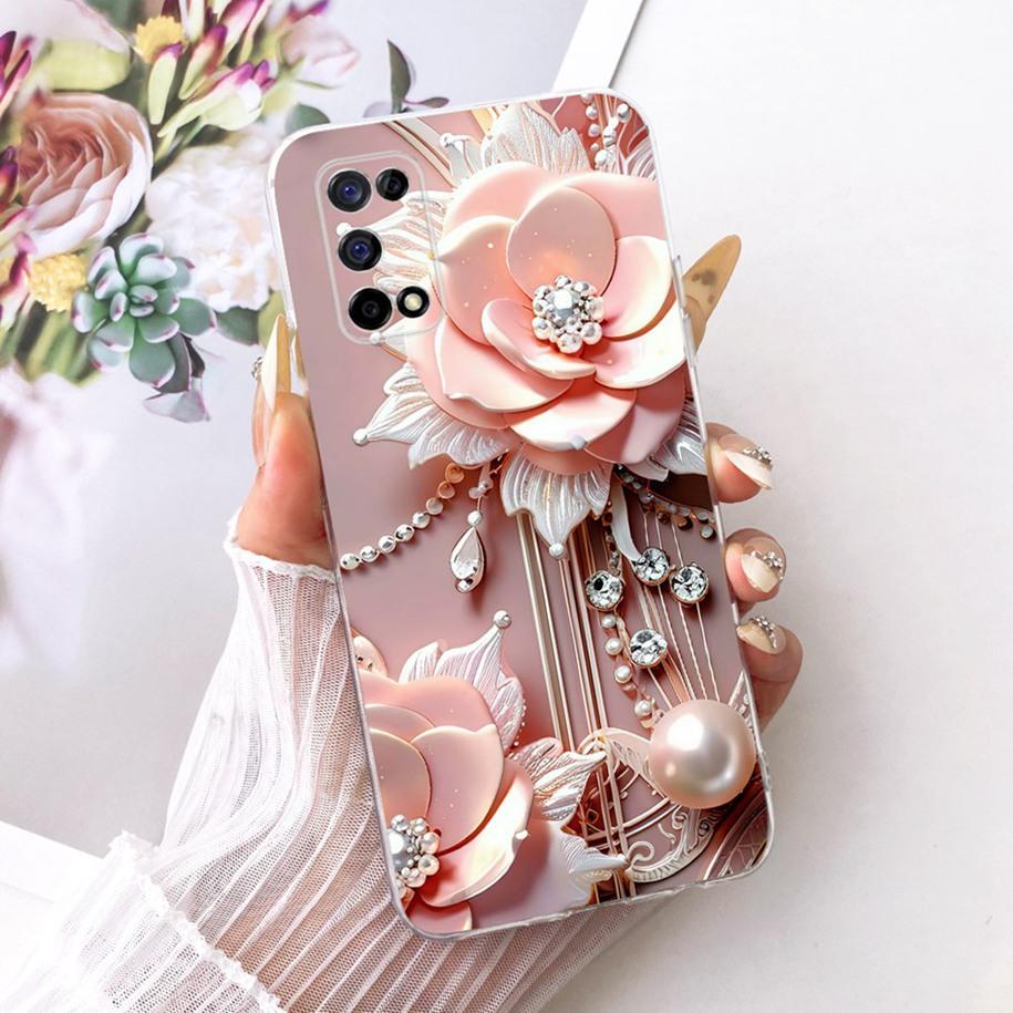 Für Realme 7 5G Hülle Narzo 30 Pro 5G Cover RMX2111 Neues Mode Blumenmuster Weicher Silikon Bumper Für Realme V5 Q2 Fundas Coque