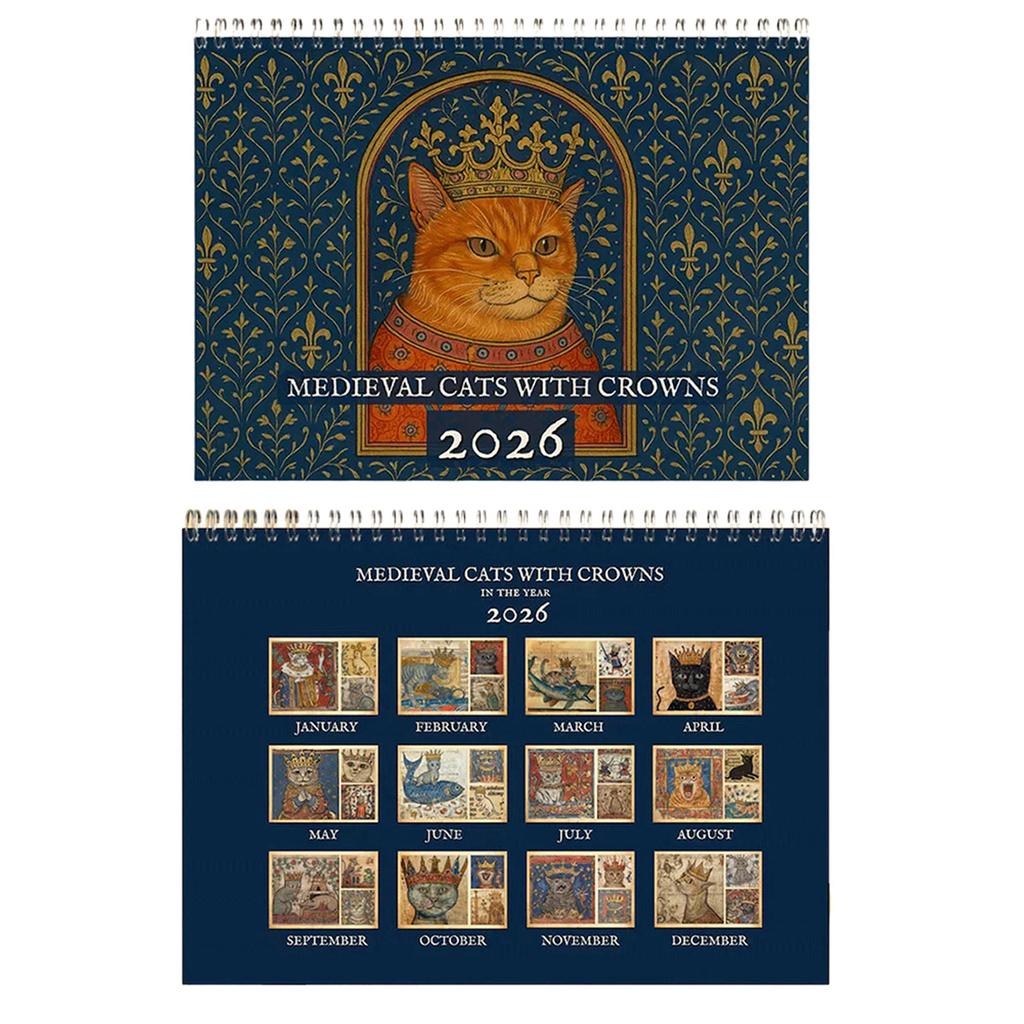 Medieval Cat Calendar 2026 - Renaissance Style Medieval Cat Wall Calendar 12 Monthly Planner Agenda Organizer Calendar for Home