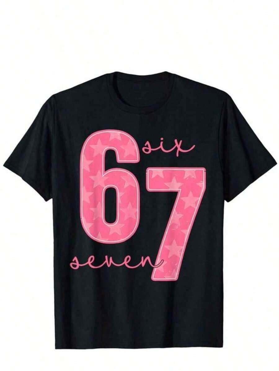 

A Casual Printed Round Neck Pullover Short Sleeved T-Shirt 67 Six Seven 6-7 - Funny Unisex T-Shirt S