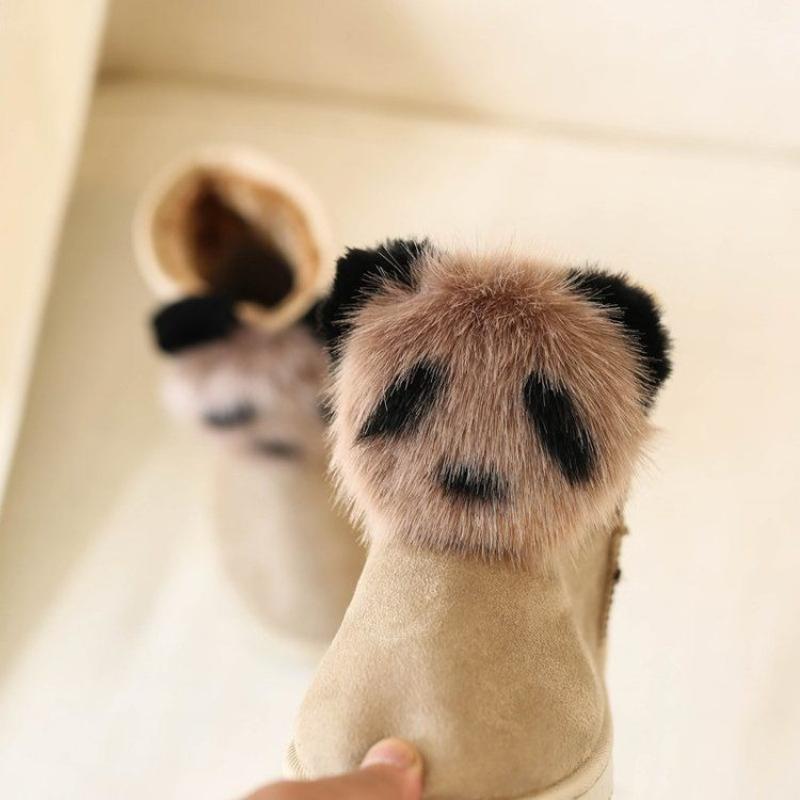 Fashion Large Size Warm Platform Woman Shoes Pearl Fleece-lined Round Toe Snow Boots for Women Fashion Trend 2025 Footwear on Promotion