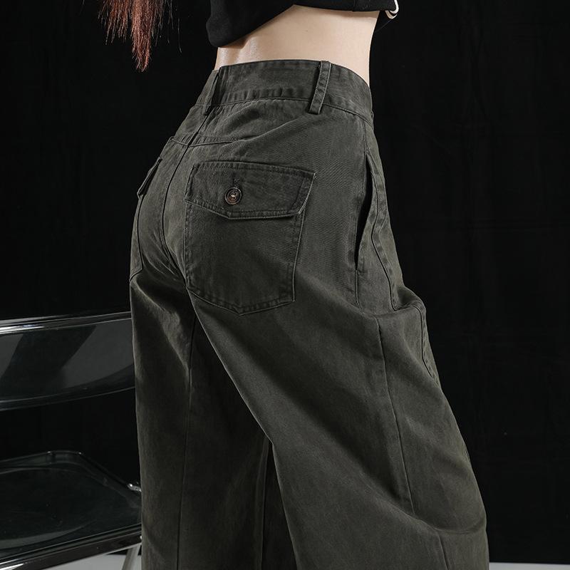 American retro overalls autumn and winter loose and versatile casual drape long pants