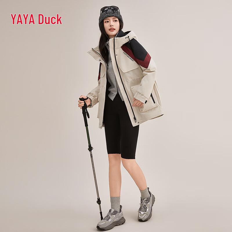 YAYA Women's Mid-Length Color Block Down Jacket