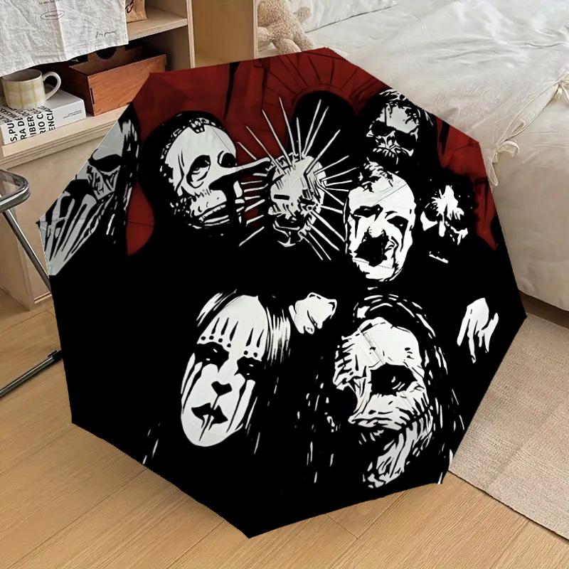 

1pc Skulls Gothic Slipknot Automatic Folding Umbrella, Portable Collapsible Design, Casual Outdoor Accessory L1202033