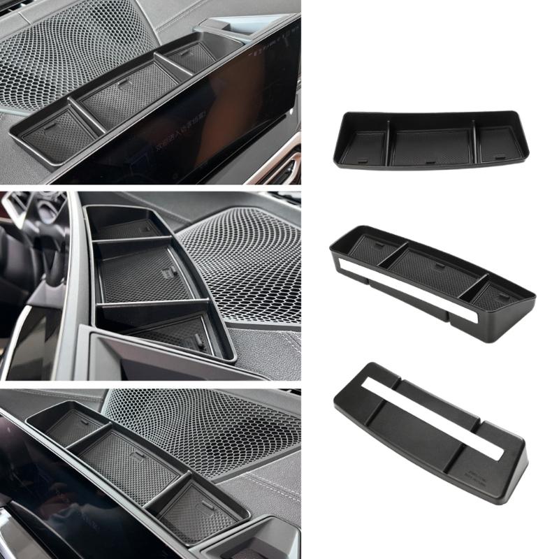Dashboard Storage Box Behind Screen Organizer ABS+PVC Dashboard Organizer Car Storage Solution Easy To Use for Vehilces
