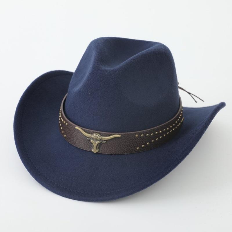 New Western cowboy hat, Tibetan wool top hat, men's and women's autumn/winter outdoor ox-head accessory, travel riding hat