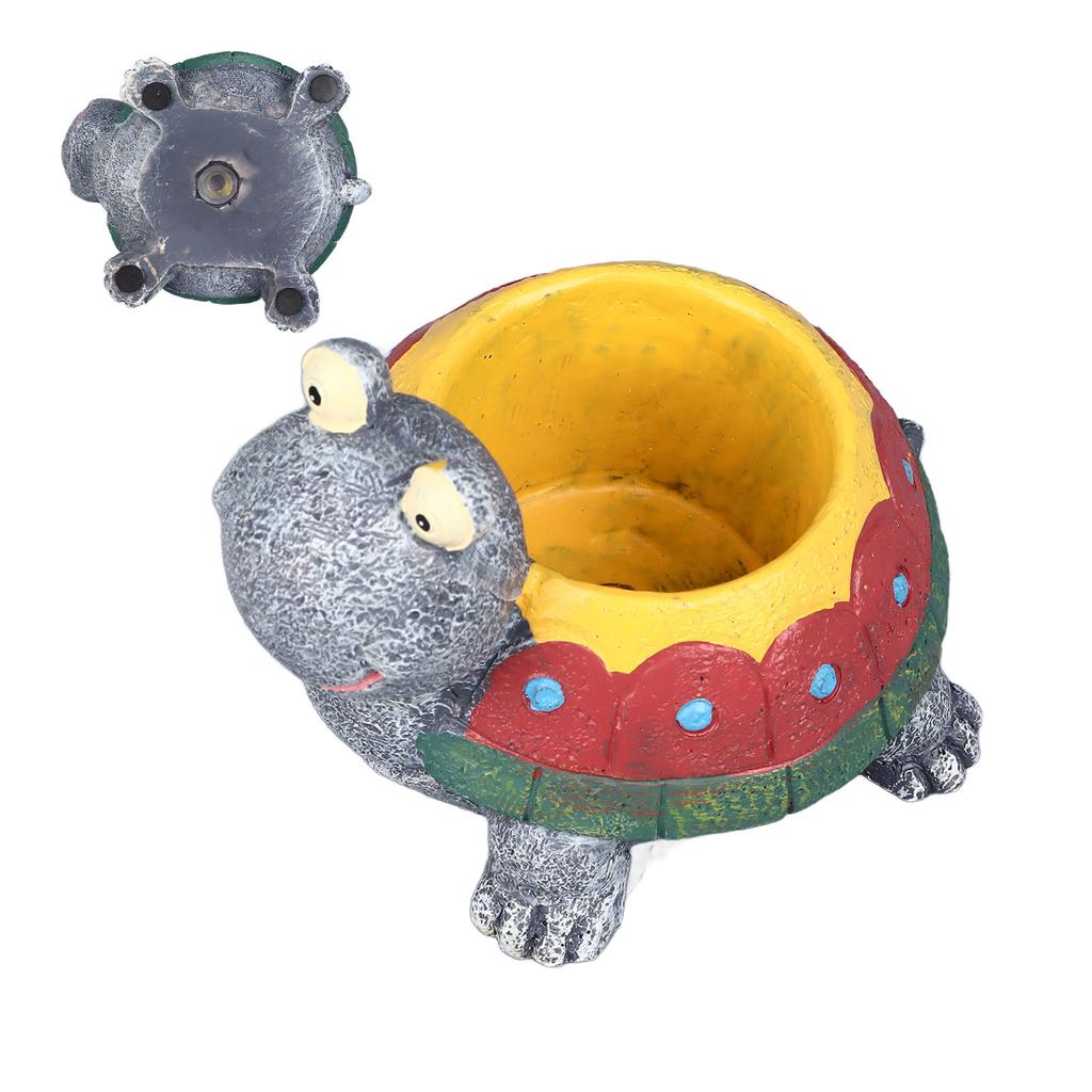 Succulent Planter Tortoise Shape Drainage Holes Stable Base Durable Resin Flower Pot for Cactus Plant Micro Landscape