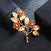 Luxury temperament dumb gold brooch female morrow plant pearl flower pin suit simple brooch with jewelry