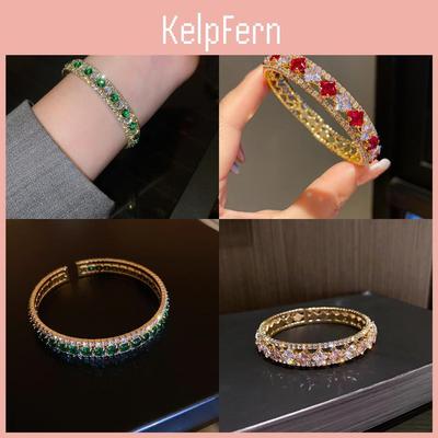 Geometrický náramek z mědi a zirkonu se třpytivými diamanty pro elegantní ženy