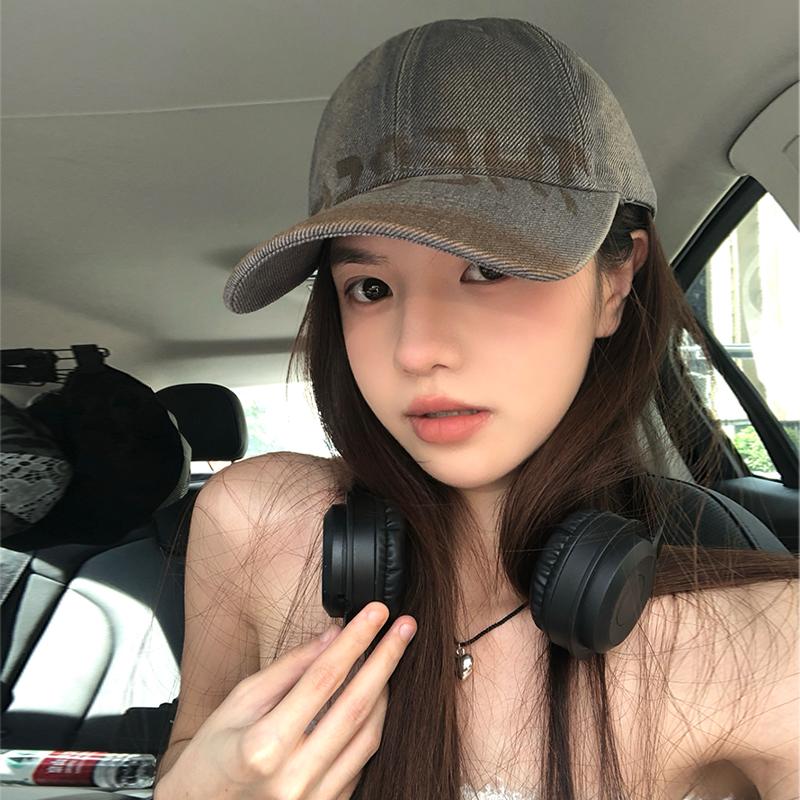American retro washed letter baseball cap for men and women, outdoor leisure activities, sun shading, soft top duck tongue hat