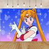 Anime S-Sailor M-Moon Christmas Backdrop Window Fireplace Photography Backgrounds For Photo Studio