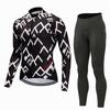 Mens Long Sleeve Cycling Jersey Set Breathable Quick Dry Bike Riding Sportswear