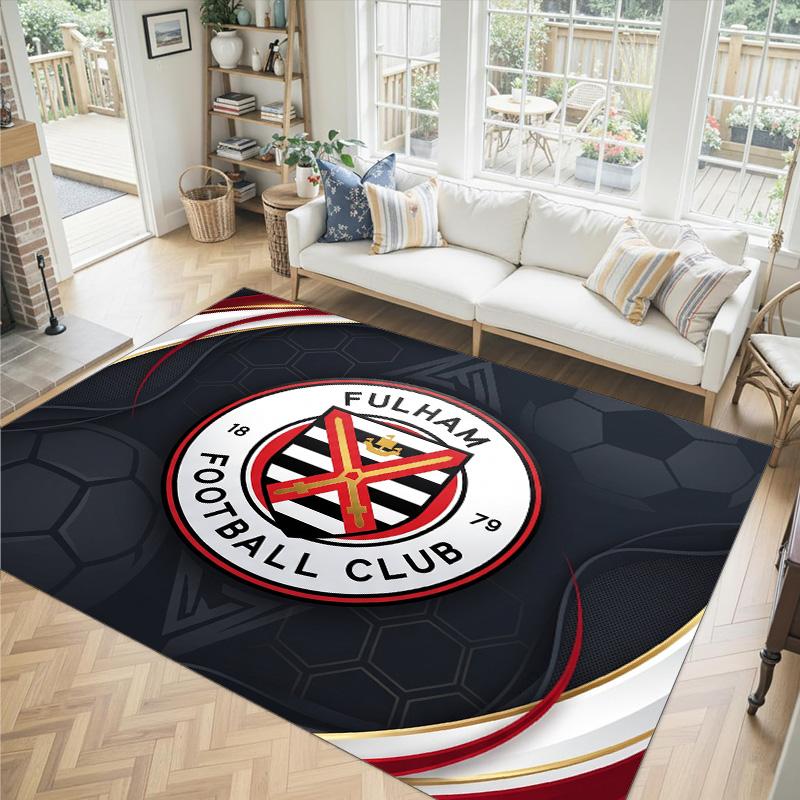 Fulham Football Design Crystal Velvet Carpet Cozy Non?Slip Printed Rug For Bedroom Living Room Entrance