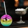 1 Set 600ML Spherical Straw Cup Glitter Flash Plating Disco Ball Light All-Purpose Tumbler Cup Wine for KTV