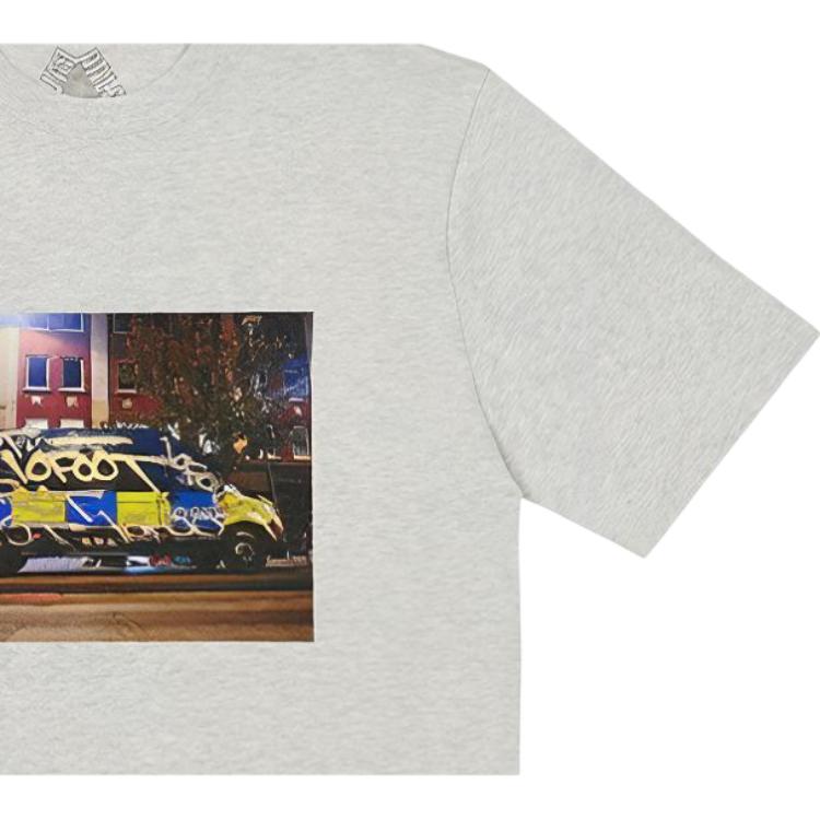 Palace FW23 Autumn Winter Collection 10Foot T-Shirt Car Print Crew Neck Short Sleeve T-Shirt Unisex T-shirts Gray P25TS286