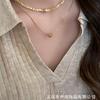 Sweet And Cool Style Light Luxury Niche Fashion Double-Layer Stacked Copper-Plated Real Gold Natural Stone Beaded Necklace Collarbone Chain