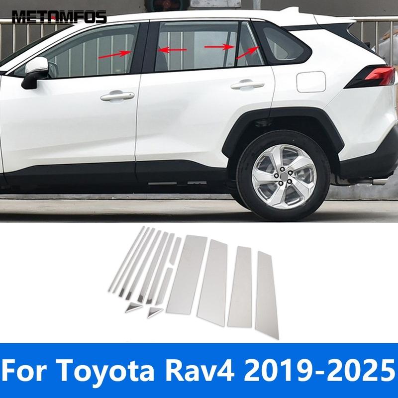 

Window Sill Window Center B C Pillar Posts Trim For Toyota Rav4 Rav 4 -2024 2025 Stainless Steel Accessories Car Styling