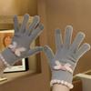 Touch Screen Knitted Gloves Wool Warm Five Fingers Winter Riding Bow Gloves