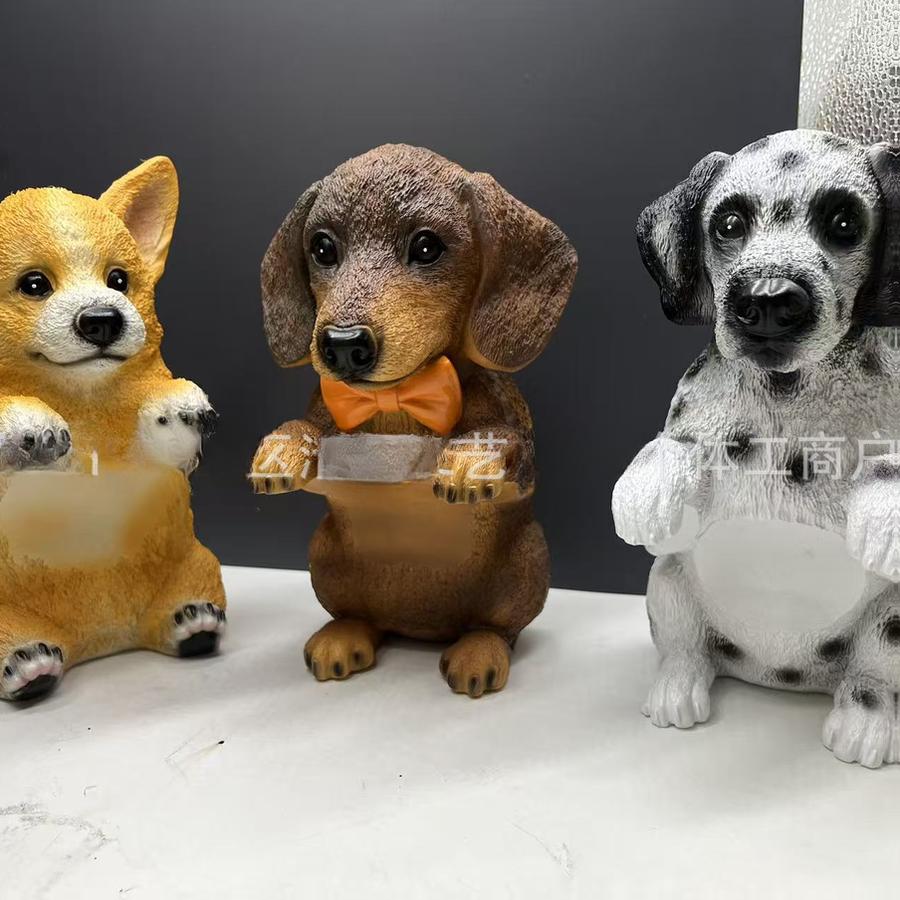 New Dog Series Paper Towel Holder Resin Figurine Toilet Wall Mounted Roll Paper Cute Dog Statue Home Decor