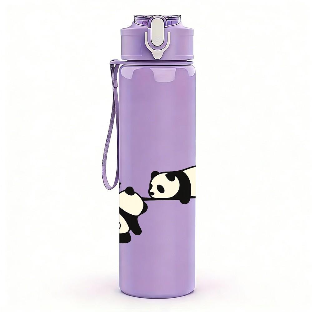 1PC Panda Bamboo Cartoon 750ml Color Plastic Sports Water Bottle Leakproof Flip Straw Lid Suitable for Sports Office Home Use