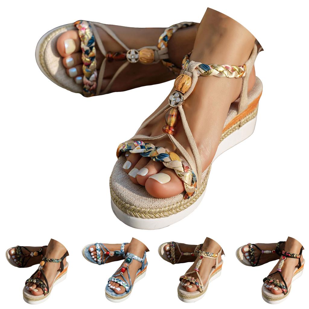 Platform Toe Bohemian Women'S Shoes Soft Soled Slip Sandals Womens Wedge Sandal Soft Sandals For Women