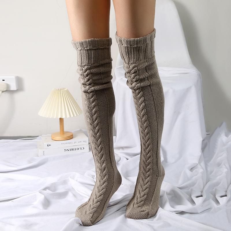 Stacked Socks Popular Fashion Trend Models Knee-High Socks Lengthened Knitted Socks Long Long Woolen Women's Socks