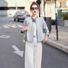 2025 Spring Women's Solid Color Loose PU Leather Stand Collar Jacket Coat Z8805