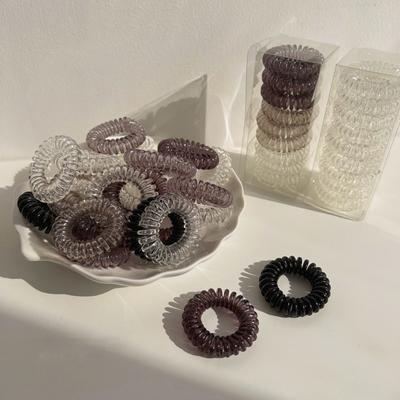 9 Pcs/Box Telephone Wire Elastic Hair Bands Transparent Rubber Bands Spiral Hair Ties Accessories for Women Girls Kids
