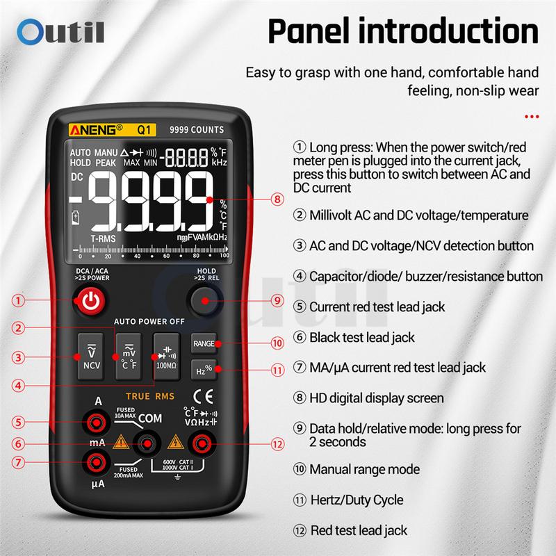 ANENG Q1 Digital Multimeter 9999 Analog Tester True RMS DIY Transistor Capacitor NCV Testers Lcr Meter Professional Multimetro