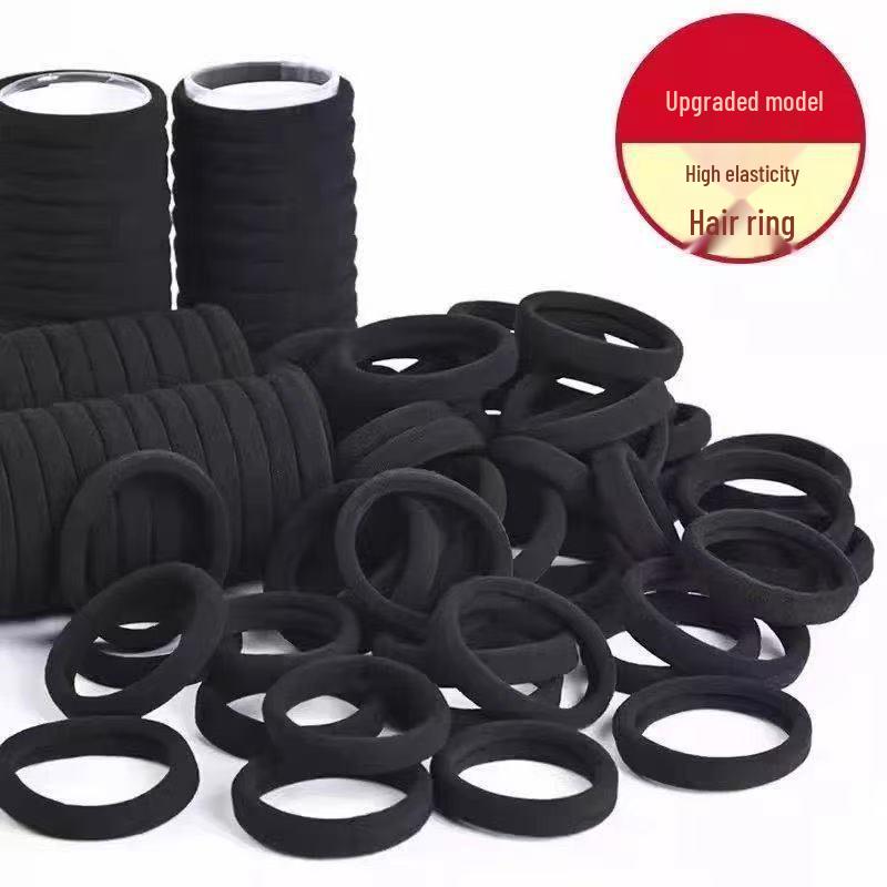 Classic Black 4CM High Elastic Seamless Hair Band - Durable, Traceless Hair Accessory for Women
