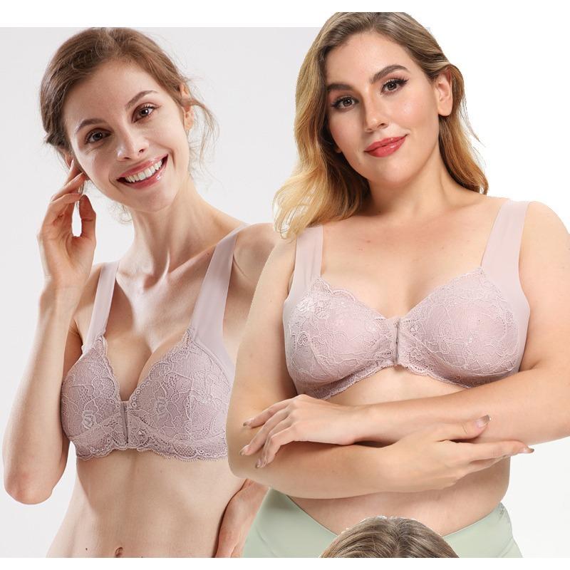 Plus Size Front Buckle Wireless Lace Seamless Beauty Back Shaping Nursing Bra