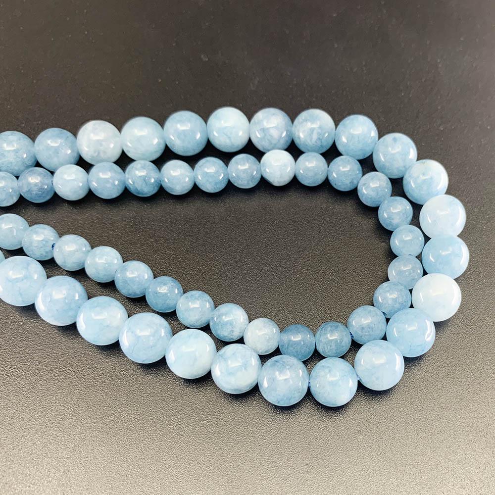 1strand/lot Natural Aquamarin Agat Stone Bead 4/6/8/10/12mm Round Loose Spacer Beads For DIY Bracelet Jewelry Making Accessories